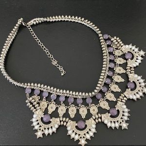Purple 2 Tiered Statement Necklace